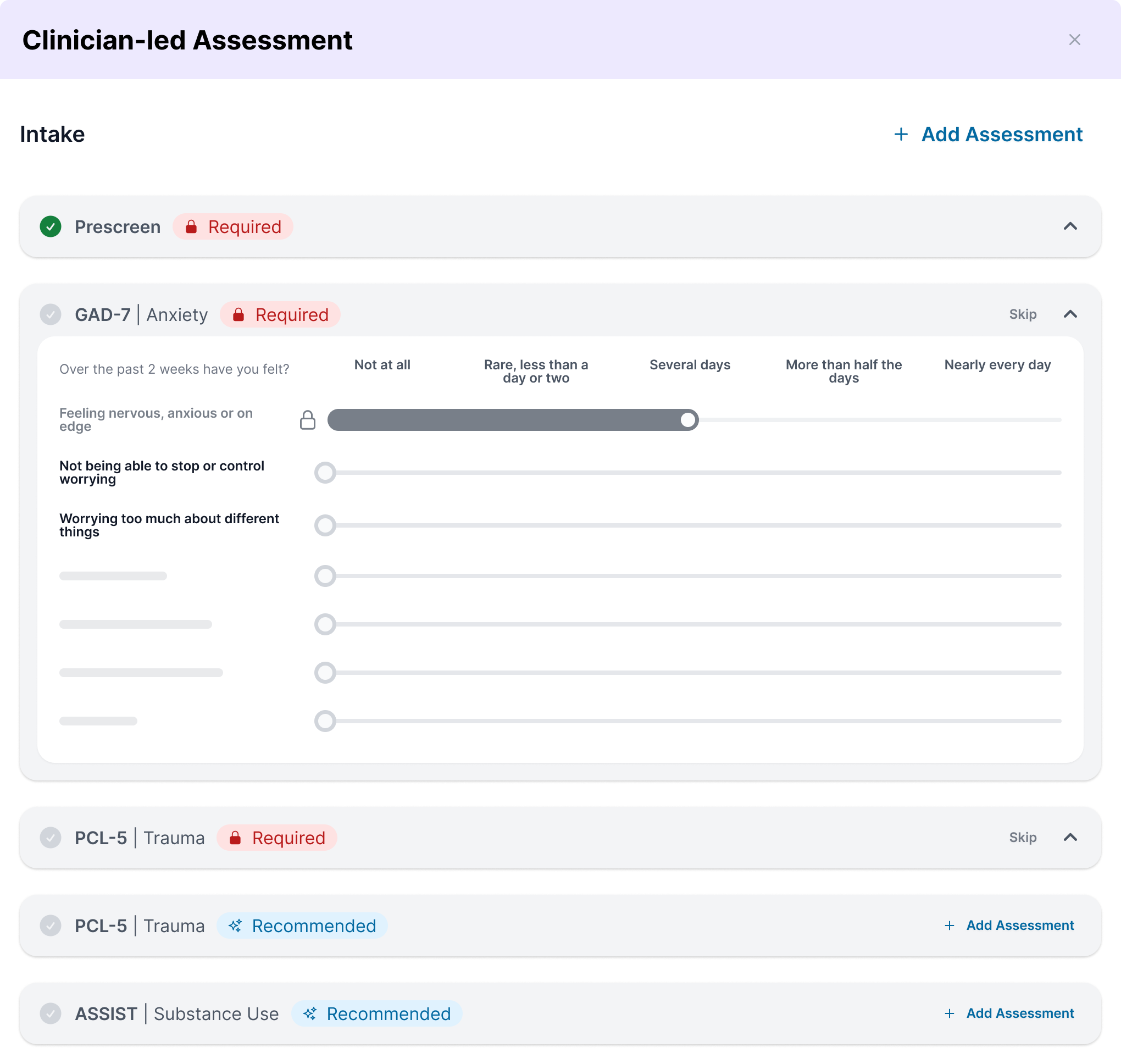 Clinician dashboard